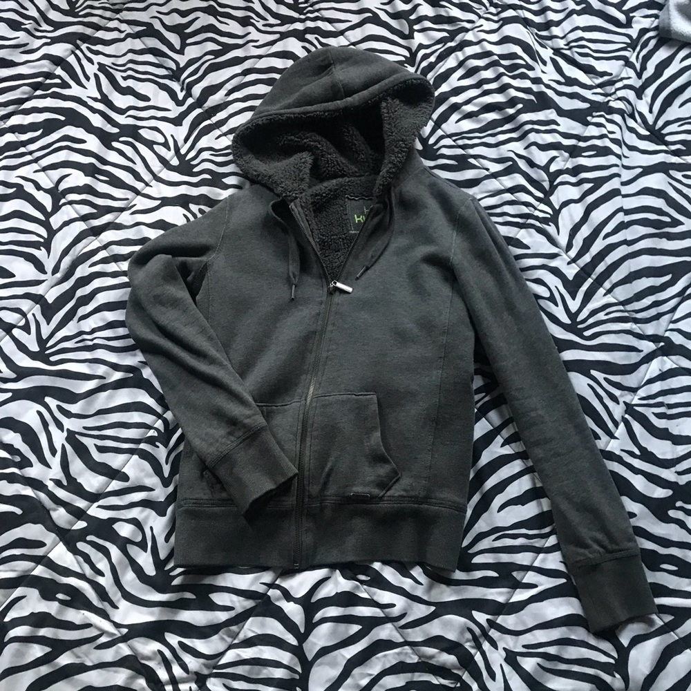 Gray Faux Fur Hoodie